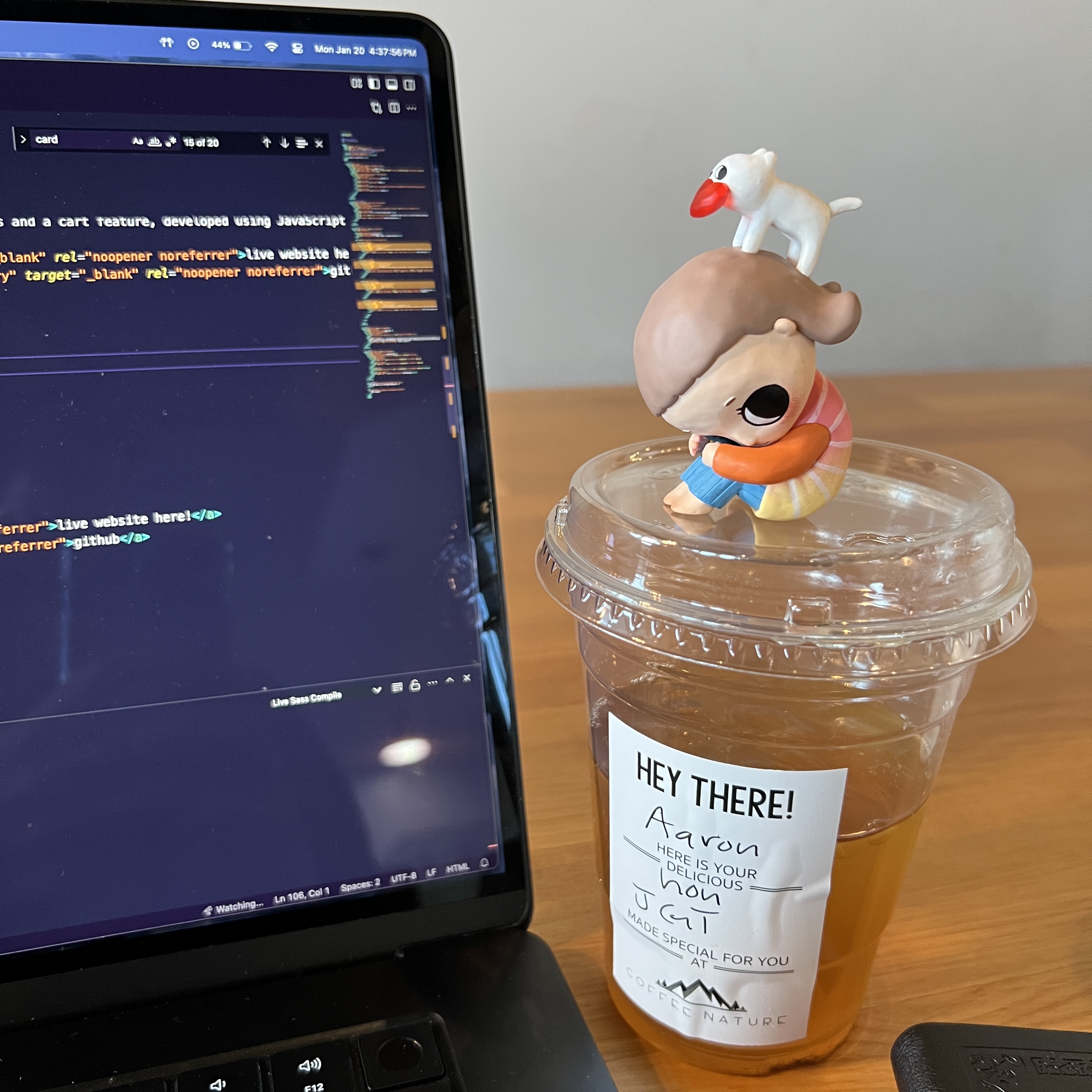 A picture that I took of when I was studying at a cafe with a Nyota.